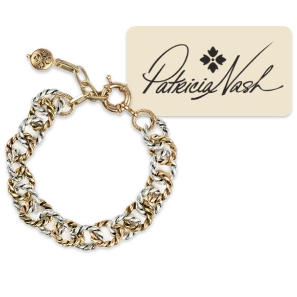 NWT [Patricia Nash] Rope Chain Ring Adjustable Designer Bracelet, Gold Tone - Picture 1 of 10